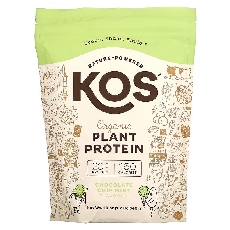 KOS Organic Plant Protein Chocolate Chip Mint 1.2 lb (546 g) 8 Thực phẩm chức năng KOS Organic Plant Protein Chocolate Chip Mint 1.2 lb (546 g) 850015510885
