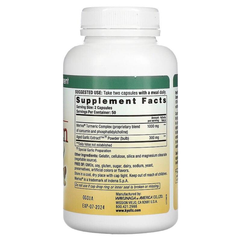 Kyolic Aged Garlic Extract Curcumin 100 Capsules 2 Thực phẩm bổ sung Kyolic Aged Garlic Extract Curcumin 100 Capsules 023542111416