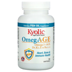 Thực phẩm chức năng Kyolic Omeg.A.G.E Omega-3 + AGE D3 K2 E & B6 9 12 Heart Bone & Immune Health 90 Softgels 023542152495
