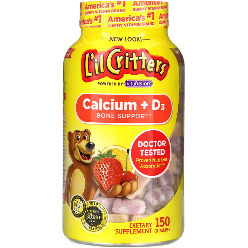 L'il Critters Calcium + D3 Bone Support Black Cherry Orange & Strawberry Flavors 150 Gummies 8 Thực phẩm chức năng L'il Critters Calcium + D3 Bone Support Black Cherry Orange & Strawberry Flavors 150 Gummies 027917014173