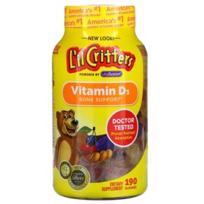 Thực phẩm chức năng L'il Critters Vitamin D3 Bone Support Natural Fruit 190 Gummies 027917015873