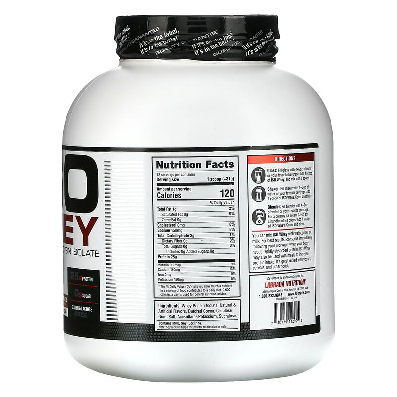 Labrada Nutrition ISO Whey 100% Whey Protein Isolate Chocolate 5 lb (2268 g) 2 Thực phẩm bổ sung Labrada Nutrition ISO Whey 100% Whey Protein Isolate Chocolate 5 lb (2268 g) 710779112995