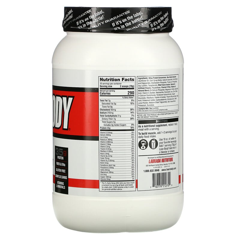 Labrada Nutrition Lean Body Hi Protein Meal Replacement Strawberry 2.47 lb (1120 g) 2 Thực phẩm bổ sung Labrada Nutrition Lean Body Hi Protein Meal Replacement Strawberry 2.47 lb (1120 g) 710779112759