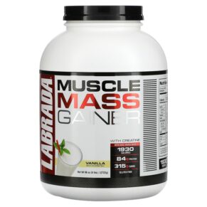 Thực phẩm chức năng Labrada Nutrition Muscle Mass Gainer with Creatine Vanilla 6 lbs (2722 g) 710779570191
