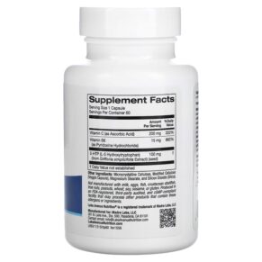 Thực phẩm bổ sung Lake Avenue Nutrition 5-HTP with Vitamin B6 & Vitamin C 60 Veggie Capsules 898220015566
