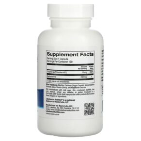 Thực phẩm bổ sung Lake Avenue Nutrition Benfotiamine with Thiamine 250 mg 120 Veggie Capsules 898220020096