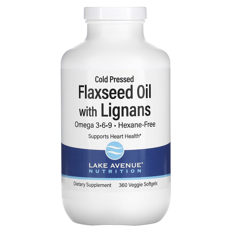 Lake Avenue Nutrition Cold Pressed Flaxseed Oil with Lignans 360 Veggie Softgels 8 Thực phẩm chức năng Lake Avenue Nutrition Cold Pressed Flaxseed Oil with Lignans 360 Veggie Softgels 898220015443