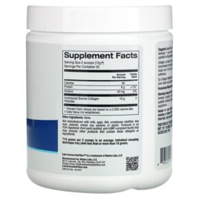 Thực phẩm bổ sung Lake Avenue Nutrition Hydrolyzed Collagen Peptides Type I & III Unflavored 7.05 oz (200 g) 898220018727