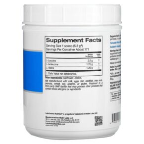 Thực phẩm bổ sung Lake Avenue Nutrition Instantized BCAA Powder Unflavored 32 oz (907 g) 898220019687