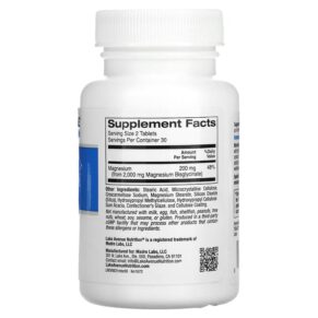 Thực phẩm bổ sung Lake Avenue Nutrition Magnesium Bisglycinate Chelate with TRAACS 100 mg 60 Tablets 898220016723