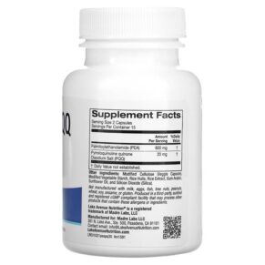Thực phẩm bổ sung Lake Avenue Nutrition PEA 300 mg + PQQ 10 mg 30 Veggie Capsules 898220015917