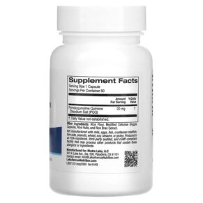 Thực phẩm bổ sung Lake Avenue Nutrition PQQ 20 mg 60 Veggie Capsules 898220014491
