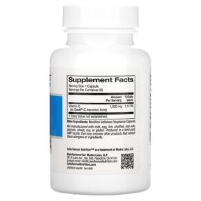 Thực phẩm bổ sung Lake Avenue Nutrition Vitamin C Quali-C 1.000 mg 60 Veggie Capsules 898220014095