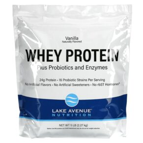 Thực phẩm chức năng Lake Avenue Nutrition Whey Protein + Probiotics Vanilla Flavor 5 lb (2.27 kg) 898220014330