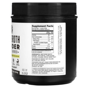 Left Coast Performance Bone Broth Powder Vanilla 1 lb (454 g) 3 Thực phẩm bổ sung Left Coast Performance Bone Broth Powder Vanilla 1 lb (454 g) 019962813641