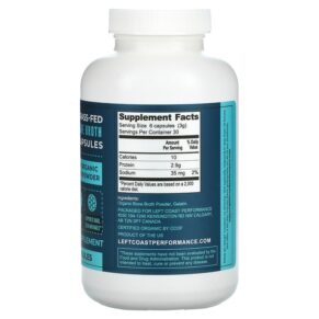 Thực phẩm bổ sung Left Coast Performance Organic Grass Fed Bone Broth 180 Capsules 752830334236
