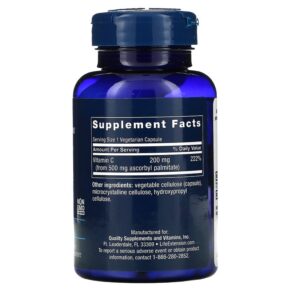 Thực phẩm bổ sung Life Extension Ascorbyl Palmitate 500 mg 100 Vegetarian Capsules 737870153313