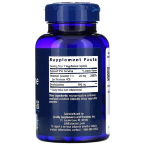 Thực phẩm bổ sung Life Extension Benfotiamine with Thiamine 100 mg 120 Vegetarian Capsules 737870920120