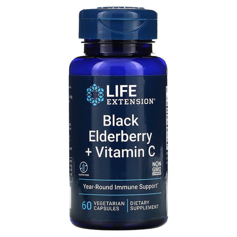 Life Extension Black Elderberry + Vitamin C 60 Vegetarian Capsules 8 Thực phẩm chức năng Life Extension Black Elderberry + Vitamin C 60 Vegetarian Capsules 737870241065