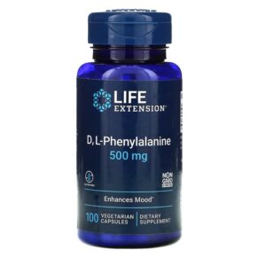 Thực phẩm chức năng Life Extension D L-Phenylalanine 500 mg 100 Vegetarian Capsules 737870167112
