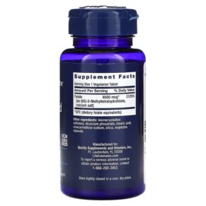 Thực phẩm bổ sung Life Extension High Potency Optimized Folate 8.500 mcg DFE 30 Vegetarian Tablets 737870191339