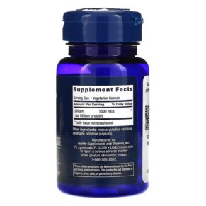 Thực phẩm bổ sung Life Extension Lithium 1.000 mcg 100 Vegetarian Capsules 737870240310