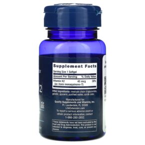 Thực phẩm bổ sung Life Extension Low Dose Vitamin K2 (MK-7) 45 mcg 90 Softgels 737870193692