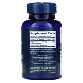 Thực phẩm bổ sung Life Extension Magnesium Caps 500 mg 100 Vegetarian Capsules 737870145912