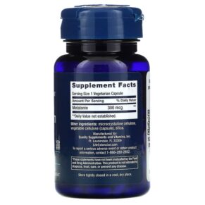 Thực phẩm bổ sung Life Extension Melatonin 300 mcg 100 Vegetarian Capsules 737870166818