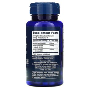 Thực phẩm bổ sung Life Extension Optimized Carnitine 60 Vegetarian Capsules 737870201861