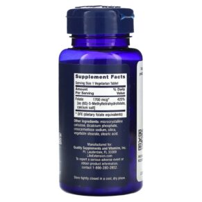 Thực phẩm bổ sung Life Extension Optimized Folate 1.700 mcg DFE 100 Vegetarian Tablets 737870193913