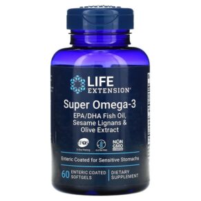 Thực phẩm chức năng Life Extension Super Omega-3 EPA/DHA Fish Oil Sesame Lignans & Olive Extract 60 Enteric Coated Softgels 737870198567