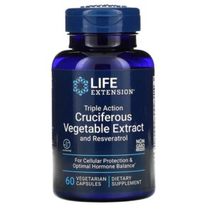 Thực phẩm chức năng Life Extension Triple Action Cruciferous Vegetable Extract with Resveratrol 60 Vegetarian Capsules 737870146964