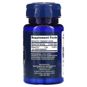 Thực phẩm bổ sung Life Extension Vitamin B12 Methylcobalamin 1 mg 60 Vegetarian Lozenges 737870153665
