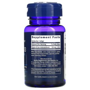 Thực phẩm bổ sung Life Extension Vitamin D3 125 mcg (5.000 IU) 60 Softgels 737870171362