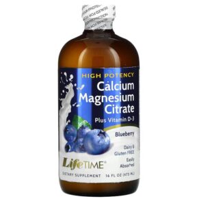Thực phẩm chức năng LifeTime Vitamins Calcium Magnesium Citrate Plus Vitamin D3 Blueberry 16 fl oz (473 ml) 053232400025