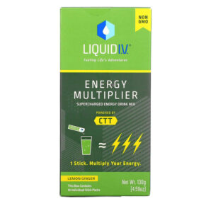 Thực phẩm chức năng Liquid I.V. Energy Multiplier Supercharged Energy Drink Mix Lemon Ginger 10 Stick Packs 0.56 oz (16 g) Each 851741008790