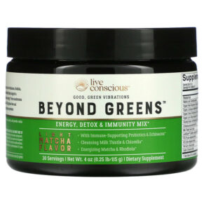 Thực phẩm chức năng Live Conscious Beyond Greens Energy Detox & Immunity Mix Light Matcha 4 oz (0.25 lb/115 g) 850008273179