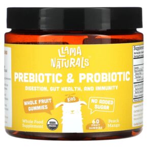 Thực phẩm chức năng Llama Naturals Prebiotic & Probiotic Whole Fruit Gummies Peach Mango 60 Fruit Gummies 860001569049