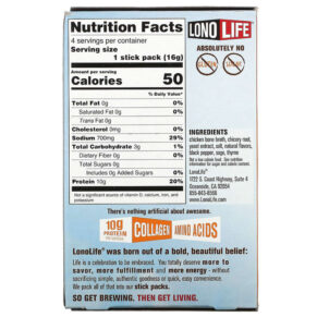 Thực phẩm bổ sung Lonolife Broth Chicken Bone Paleo 4 Stick Packs .56 oz (16 g) Each 857946006265