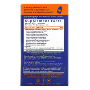 Thực phẩm bổ sung LoveBug Probiotics Advanced Strength Daily Probiotic 50 Billion CFU 30 Count 850002716320