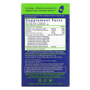 Thực phẩm bổ sung LoveBug Probiotics Immune Support Probiotic Daily Probiotic 40 Billion CFU 30 Count 850002716276