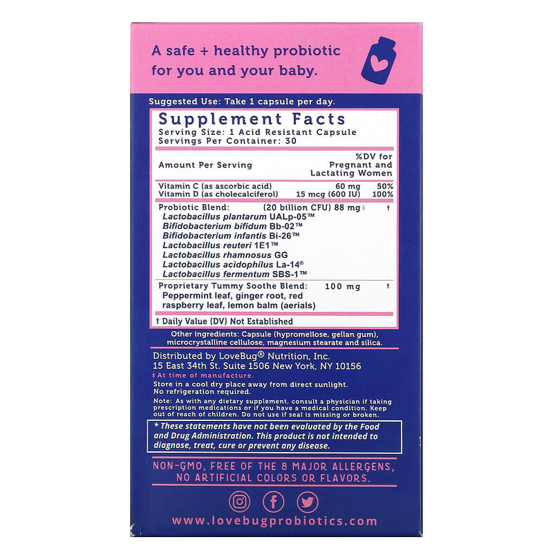 LoveBug Probiotics Prenatal Probiotic 20 Billion CFU 30 Count 2 Thực phẩm bổ sung LoveBug Probiotics Prenatal Probiotic 20 Billion CFU 30 Count 850002716214