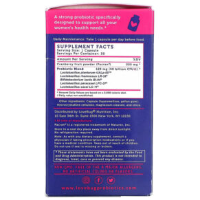 Thực phẩm bổ sung LoveBug Probiotics Yeast + Vaginal PH Support Probiotic Advanced Strength 50 Billion CFU 30 Count 864377000199