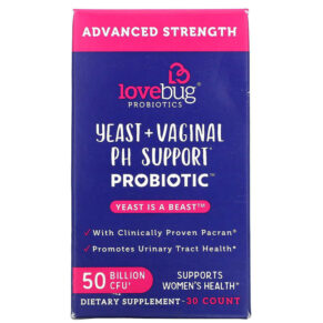 Thực phẩm chức năng LoveBug Probiotics Yeast + Vaginal PH Support Probiotic Advanced Strength 50 Billion CFU 30 Count 864377000199