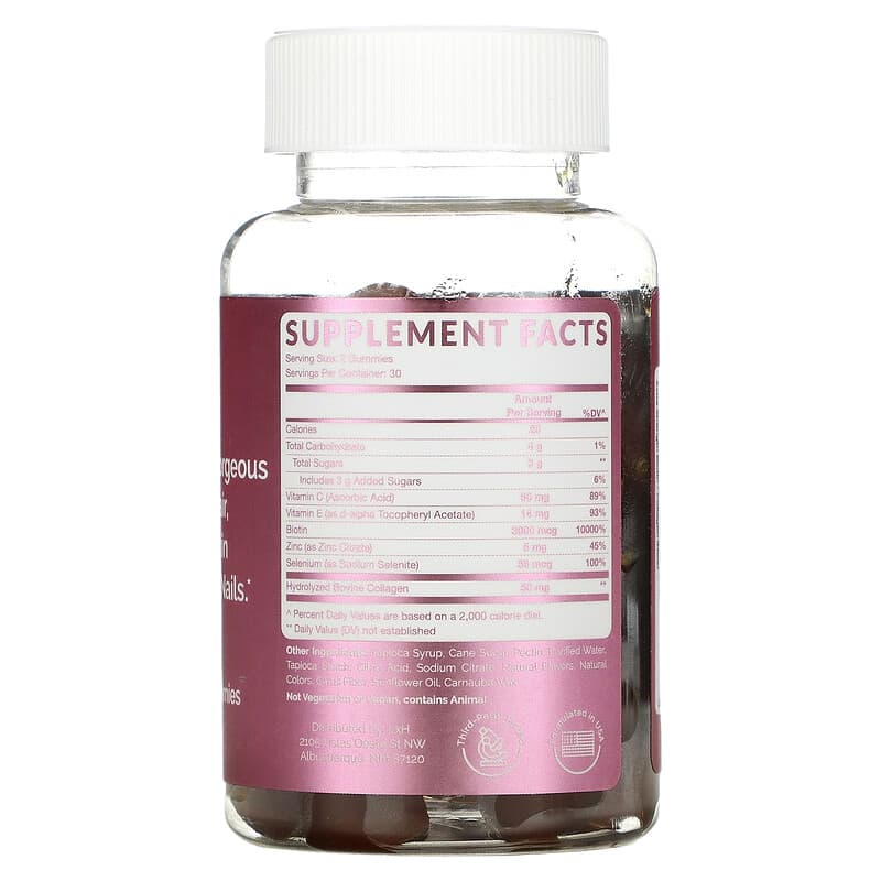 LxH Biotin + Collagen Gummies 60 Gummies 2 Thực phẩm bổ sung LxH Biotin + Collagen Gummies 60 Gummies 850019396119