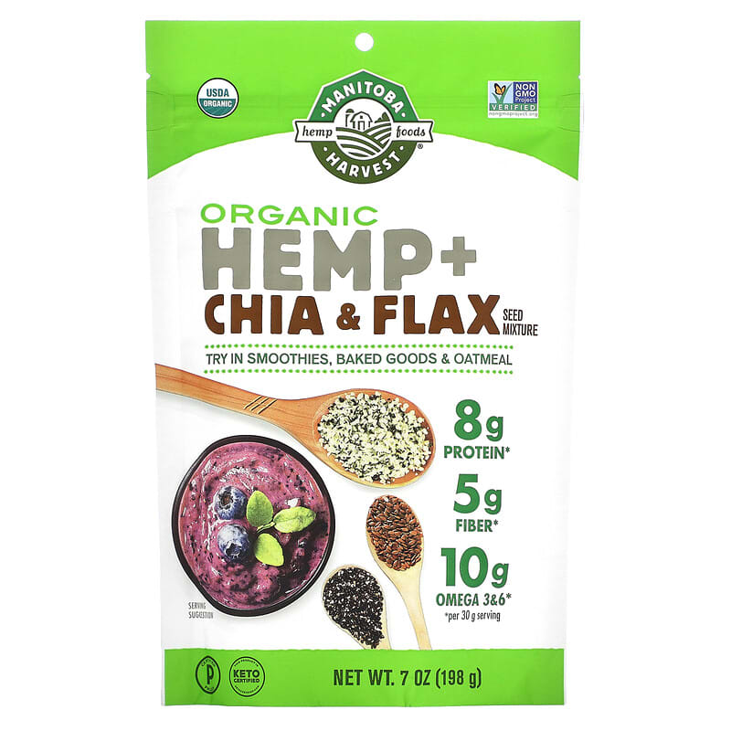 Manitoba Harvest Organic Hemp + Chia & Flax Seed Mixture 7 oz (198 g) 8 Thực phẩm chức năng Manitoba Harvest Organic Hemp + Chia & Flax Seed Mixture 7 oz (198 g) 697658201578
