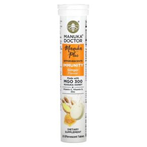 Thực phẩm chức năng Manuka Doctor Manuka Plus Effervescents Immunity Ginger 20 Effervescent Tablets 810057720796