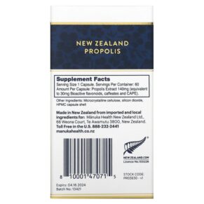 Thực phẩm bổ sung Manuka Health New Zealand Propolis 60 Vegetarian Capsules 810001470715