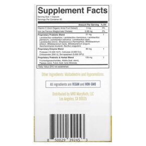 Thực phẩm bổ sung MaryRuth Organics Gut Flora Health + Enzymes 60 Capsules 850029392453
